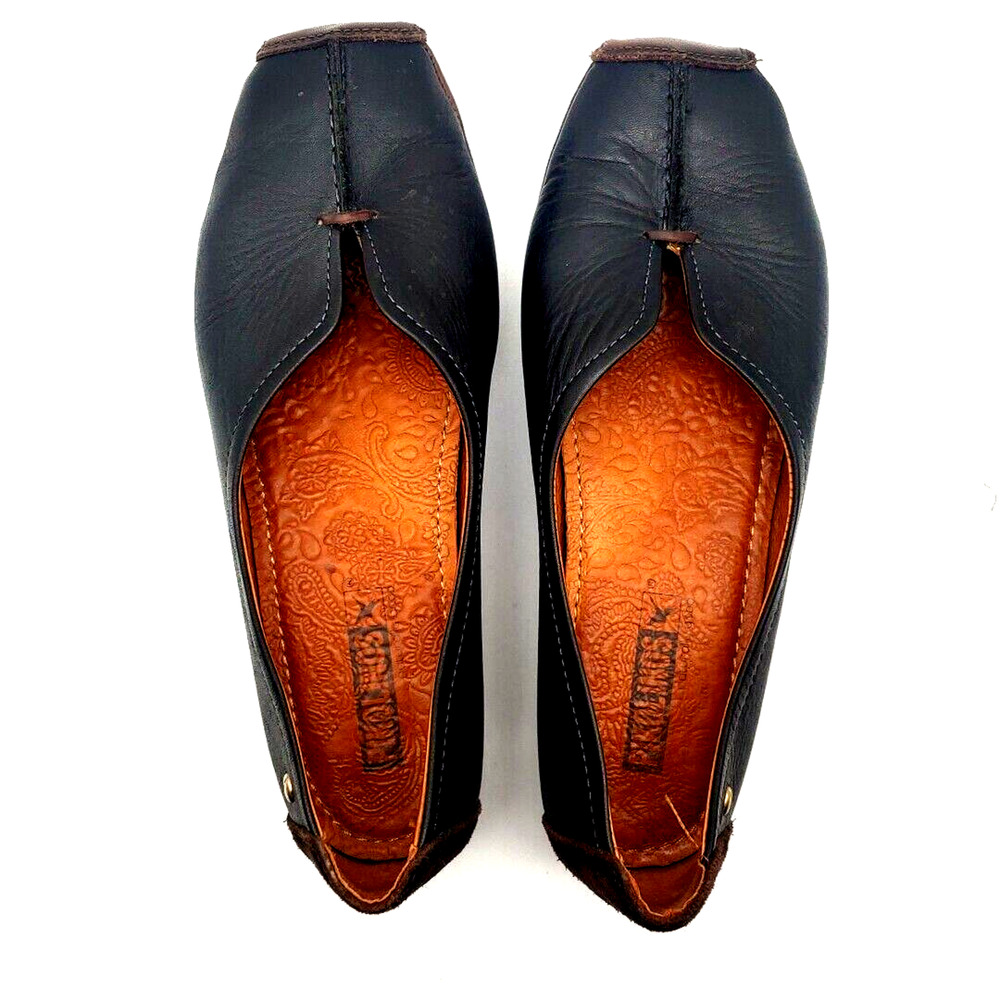 Pikolinos Gandia Square Toe Black Low Heel Slip On Shoes Size 36 5.5 Spain - Picture 9 of 10